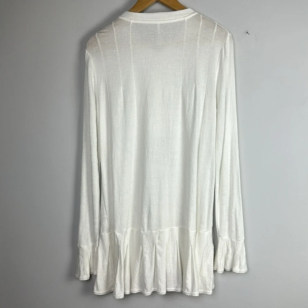 Free People Your Girl White Flounce Hem Textured Tunic Top Size S Mini Dress